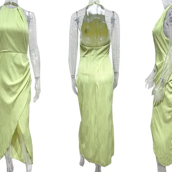Ins Halter Split Long Dress | Backless Slim Fit | S-XL | Socialite Style - Picture 6 of 7
